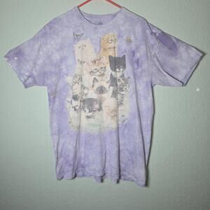 VTG The Mountain Cat Butterfly Tie Dye Shirt Adult sz 2XL Purple Crew Neck